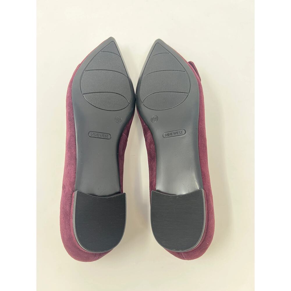 Nine West Women's 9.5M Jesike Burgundy Suede Buckle Flats - Picture 8 of 9